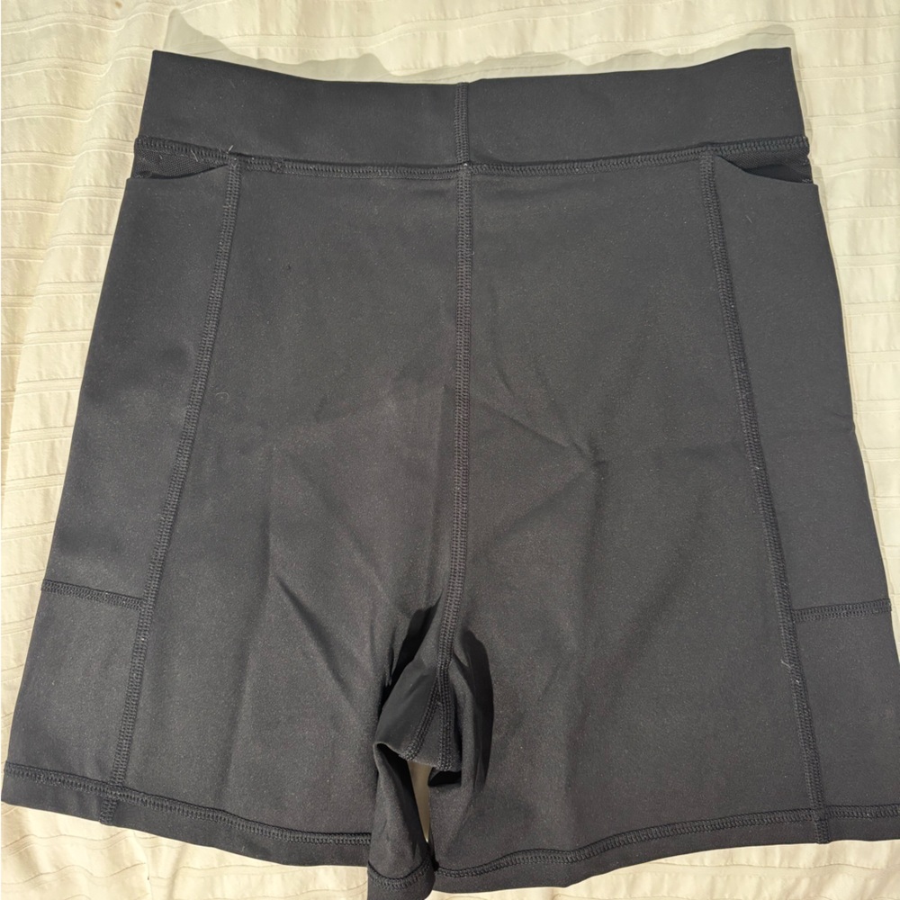 aerie Black High-Rise Bike Shorts with Side Pockets
